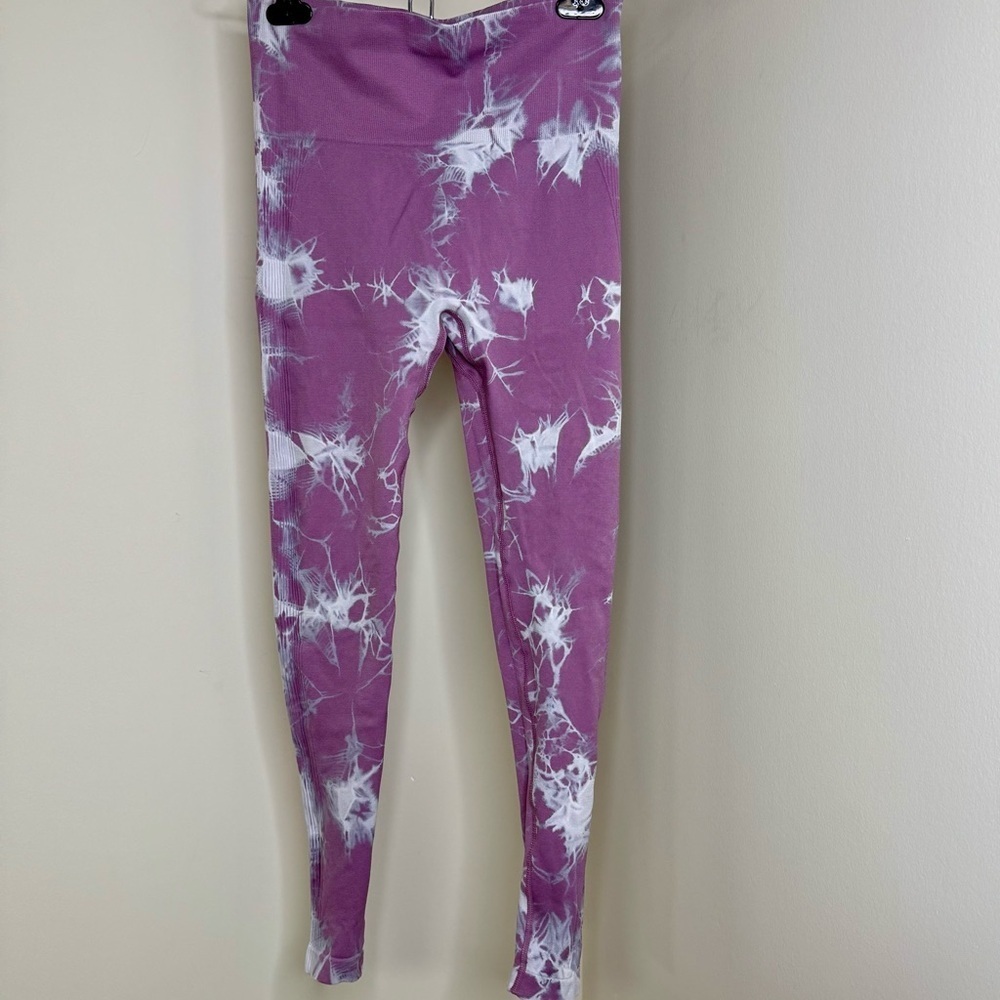 Romwe High Waist Scrunch Leggings | Butt Lifting Effect Rose Tye dye Lightning - Picture 5 of 8